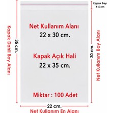 MGZ 22X30+5 CM.(22X35) 100 Adet Şeffaf Bantlı Yapışkanlı Jelatin Poşet