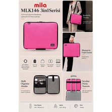 Classone MLK146 3in1 Serisi 13,14 inch Uyumlu Tablet, Notebook ,Laptop El ve Omuz Çantası Çantası - Pembe