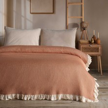 Macas Home Doris %100 Pamuklu Fırfırlı Çift Kişilik Pike-Yatak Örtüsü 200X230 cm Somon
