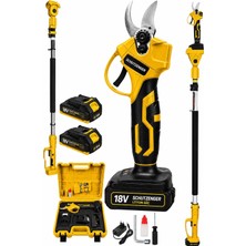 SCHUTZENGER 6011H Çift Akülü Şarjlı Dal Budama Makası Çelik Bıçak 30MM Profesyonel 2 Metre Teleskopik Kol Uzatmalı Sarı Germany Pro
