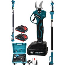 SCHUTZENGER 9010H Şarjlı Dal Budama Makası 30MM Profesyonel 2 Metre Teleskopik Kol Set Çift Batarya Mavi Germany Pro
