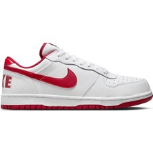 Nike Big Nike Low Leather Unisex Sneaker Hakiki Deri Erkek Günlük Spor Ayakkabı Beyaz-Kırmızı