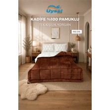 Uysal Kadife Yorgan %100 Pamuklu Kahverengi Tek