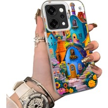 HONTINGA Oppo Reno 14 Pro 5g ile Uyumlu Kılıf Silikon Kenar Sert Arka Kamera Koruyucu Basitlik Anti Düşme Kamera Korumalı Yağlı Boya Desen Couple Telefon Kılıfı Kadın ve Erkek Için Uygundur K1-1536