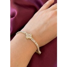 Stainless Steel Baget Taşlı Çelik Bileklik - Kararmaz Çelik - Özel Tasarım