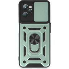 Mabelme Store Mey Ithalat®  Realme C35 Kılıf Pars Lens Yüzüklü Silikon - Yeşil