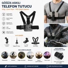 Asfal Göğüs Askılı Telefon Tutucu Vücut Aparatı | Ayarlanabilir Göğüs Bandı | Telefon Çekim Standı