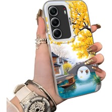HONTINGA Tecno Camon 40 Pro 5g ile Uyumlu Kılıf Silikon Kenar Sert Arka Kamera Koruyucu Basitlik Anti Düşme Kamera Korumalı Manzara Desen Couple Telefon Kılıfı Kadın ve Erkek Için Uygundur K1-1535