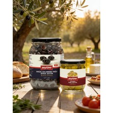 Zeytino Gemlik Siyah Zeytin Salamura Yağlı 1 kg (351/410) 2xs-3xs & Izgara Yeşil Zeytin 200 gr Cam Kavanoz