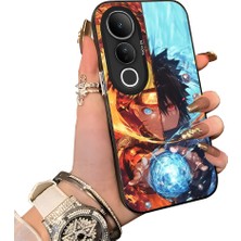 HONTINGA Vivo V50 Lite ile Uyumlu Kılıf Silikon Kenar Sert Arka Kamera Koruyucu Basitlik Anti Düşme Kamera Korumalı Anime Desen Couple Telefon Kılıfı Kadın ve Erkek Için Uygundur K1-1539