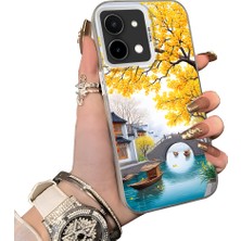 HONTINGA Vivo Y28 ile Uyumlu Kılıf Silikon Kenar Sert Arka Kamera Koruyucu Basitlik Anti Düşme Kamera Korumalı Manzara Desen Couple Telefon Kılıfı Kadın ve Erkek Için Uygundur K1-1535