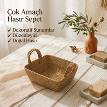 Mions Natura Doğal Dikdörtgen Hasır Organizer Ekmek Sepeti (22X18X8 Cm)