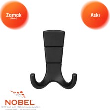 Nobel Mina Lüks Askı, Metal, Vestiyer Askı, 125 Gr, Dolap Askılık, Duvar Askılığı, Mat Siyah (Vidalı)