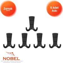 Nobel Mina Lüks Askı, Metal, Vestiyer Askı, 125 Gr, Dolap Askılık, Duvar Askılığı, Mat Siyah (Vidalı)5 Adet