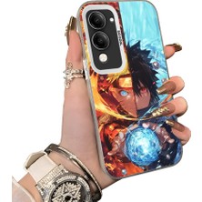 HONTINGA Vivo Y29S ile Uyumlu Kılıf Silikon Kenar Sert Arka Kamera Koruyucu Basitlik Anti Düşme Kamera Korumalı Anime Desen Couple Telefon Kılıfı Kadın ve Erkek Için Uygundur K1-1539