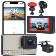 Tastech Araç Içi Kamera 2 Kameralı UHD 4k+2k IPS Hd Ekran Wifi Li Gece Görüşlü Araç Kamerası Car Dvr Dashcam