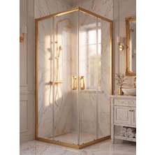 Waterline Kare Gold Profil Buzlu 5mm Temperli Cam H190 cm