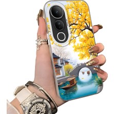 HONTINGA Vivo V50 Lite ile Uyumlu Kılıf Silikon Kenar Sert Arka Kamera Koruyucu Basitlik Anti Düşme Kamera Korumalı Manzara Desen Couple Telefon Kılıfı Kadın ve Erkek Için Uygundur K1-1535
