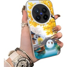 HONTINGA Vivo X200 Pro ile Uyumlu Kılıf Silikon Kenar Sert Arka Kamera Koruyucu Basitlik Anti Düşme Kamera Korumalı Manzara Desen Couple Telefon Kılıfı Kadın ve Erkek Için Uygundur K1-1535
