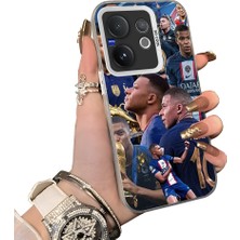 HONTINGA Vivo V60 5g ile Uyumlu Kılıf Silikon Kenar Sert Arka Kamera Koruyucu Basitlik Anti Düşme Kamera Korumalı Mbappé Desen Couple Telefon Kılıfı Kadın ve Erkek Için Uygundur K1-1537