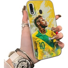 HONTINGA Samsung Galaxy A30 ile Uyumlu Kılıf Silikon Kenar Sert Arka Kamera Koruyucu Basitlik Anti Düşme Kamera Korumalı Neymar Desen Couple Telefon Kılıfı Kadın ve Erkek Için Uygundur K1-1541