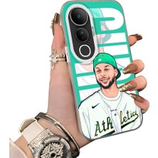 HONTINGA Vivo V50 Lite ile Uyumlu Kılıf Silikon Kenar Sert Arka Kamera Koruyucu Basitlik Anti Düşme Kamera Korumalı Curry Desen Couple Telefon Kılıfı Kadın ve Erkek Için Uygundur K1-1540