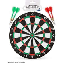 Nk Spor Profesyonel Dart Tahtası Seti - Çift Taraflı Dartboard (12 Inç / 30 cm Kanatlı Dart Okları Dahil