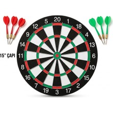Nk Spor Profesyonel Dart Tahtası Seti - Çift Taraflı Dartboard 15 Inç / 38 Cm+ Kanatlı Dart Okları Dahil