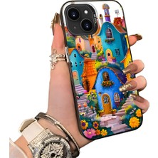 HONTINGA iPhone 15 Plus ile Uyumlu Kılıf Silikon Kenar Sert Arka Kamera Koruyucu Basitlik Anti Düşme Kamera Korumalı Yağlı Boya Desen Couple Telefon Kılıfı Kadın ve Erkek Için Uygundur K1-1536