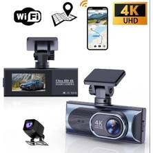 Tastech Çift Lensli Ultra Hd 4K Araç Içi Kamera Geniş Açı Wifi Uygulama Kontrolü Döngüsel Kayıt Gece Görüşlü