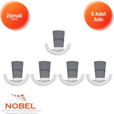 Nobel Tivist Lüks Askı, Metal, Vestiyer Askı, 123 Gr, Dolap Askılık, Duvar Askılığı, Krom Füme (Vidalı)5 Adet