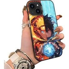HONTINGA iPhone 15 Plus ile Uyumlu Kılıf Silikon Kenar Sert Arka Kamera Koruyucu Basitlik Anti Düşme Kamera Korumalı Anime Desen Couple Telefon Kılıfı Kadın ve Erkek Için Uygundur K1-1539