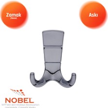 Nobel Mina Lüks Askı, Metal, Vestiyer Askı, 125 Gr, Dolap Askılık, Duvar Askılığı, Füme (Vidalı)