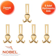 Nobel Solo Lüks Portmanto Askı, Metal, Vestiyer Askı, 210 Gr, Dolap Askılık, Duvar Askılığı, Altın Sarısı (Vidalı)5 Adet
