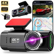 Tastech 4K Ultra Hd Araç Kamerası Wifi Dahili Gps G Sensörlü Gece Görüşlü Araç Içi Kamera Dvr Dash Cam