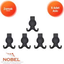 Nobel Solo Lüks Askı, Metal, Vestiyer Askı, 170 Gr, Dolap Askılık, Duvar Askılığı, Mat Siyah (Vidalı)5 Adet