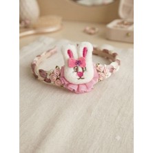 Karan Tuhafiye Peluş Tavşan Çocuk Toka Bandana ve Tekstil Aksesuarı Pembe