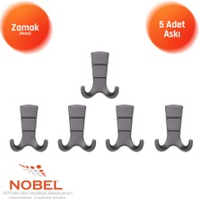 Nobel Mina Lüks Askı, Metal, Vestiyer Askı, 125 Gr, Dolap Askılık, Duvar Askılığı, Titanyum (Vidalı)5 Adet