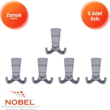 Nobel Mina Lüks Askı, Metal, Vestiyer Askı, 125 Gr, Dolap Askılık, Duvar Askılığı, Füme (Vidalı)5 Adet
