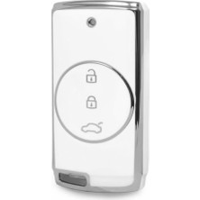 Satışmax Chery Tiggo 7 Pro Yedek Anahtar Uyumlu Anahtar Kılıfı Beyaz Gümüş