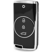 Satışmax Chery Tiggo 7 Pro Yedek Anahtar Uyumlu Anahtar Kılıfı Gümüş Siyah