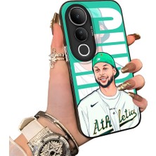 HONTINGA Vivo V50 Lite ile Uyumlu Kılıf Silikon Kenar Sert Arka Kamera Koruyucu Basitlik Anti Düşme Kamera Korumalı Curry Desen Couple Telefon Kılıfı Kadın ve Erkek Için Uygundur K1-1540