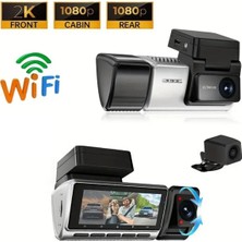 Tastech 3 Kanallı 2k Araç Içi Kamera Wi-Fi Adas Gece Görüşlü Araç Içi Kamera Geniş Açılı Video Kaydedici