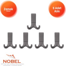 Nobel Best Lüks Askı, Metal, Vestiyer Askı, 121 Gr, Dolap Askılık, Duvar Askılığı, Titanyum (Vidalı)5 Adet