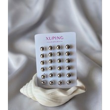 Xp Xuping Xuping Çelik Gümüş Renk Minimal Top Küpe Antialerjik Klasik Yuvarlak Top Küpe