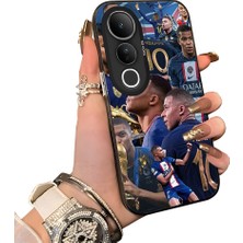 HONTINGA Vivo V50 Lite ile Uyumlu Kılıf Silikon Kenar Sert Arka Kamera Koruyucu Basitlik Anti Düşme Kamera Korumalı Mbappé Desen Couple Telefon Kılıfı Kadın ve Erkek Için Uygundur K1-1537