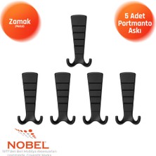 Nobel Mina Lüks Portmanto Askı, Metal, Vestiyer Askı, 202 Gr, Dolap Askılık, Duvar Askılığı, Mat Siyah (Vidalı)5 Adet