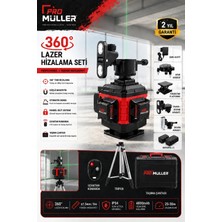 Pro Müller Alman Profesyonel Otomatik Hizalama 16 Köşe 360° Yeşil Lazer Çizgi Hizalama Terazi Çantalı Tripod Ayak Hediye