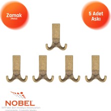 Nobel Best Lüks Askı, Metal, Vestiyer Askı, 121 Gr, Dolap Askılık, Duvar Askılığı, Antik Sarı (Vidalı)5 Adet