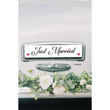 Hien Just Married Düğün Arabası Plakalık Sticker | 2’li Set | Kendinden Yapışkanlı Folyo